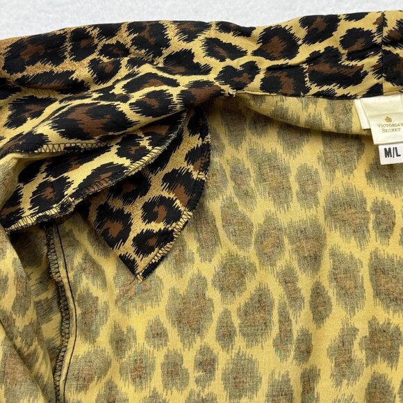 VTG Victorias Secret Gold Label Leopard Print Wrap Dress Robe NO BELT Size M/L - Picture 7 of 13
